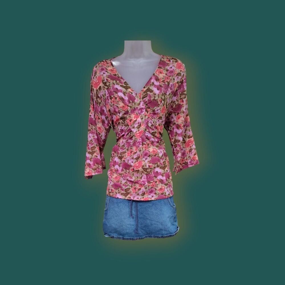 VINTAGE CYTHINA RICHARDS FLORAL SEE THOUGH BLOUSE - Picture 3 of 4